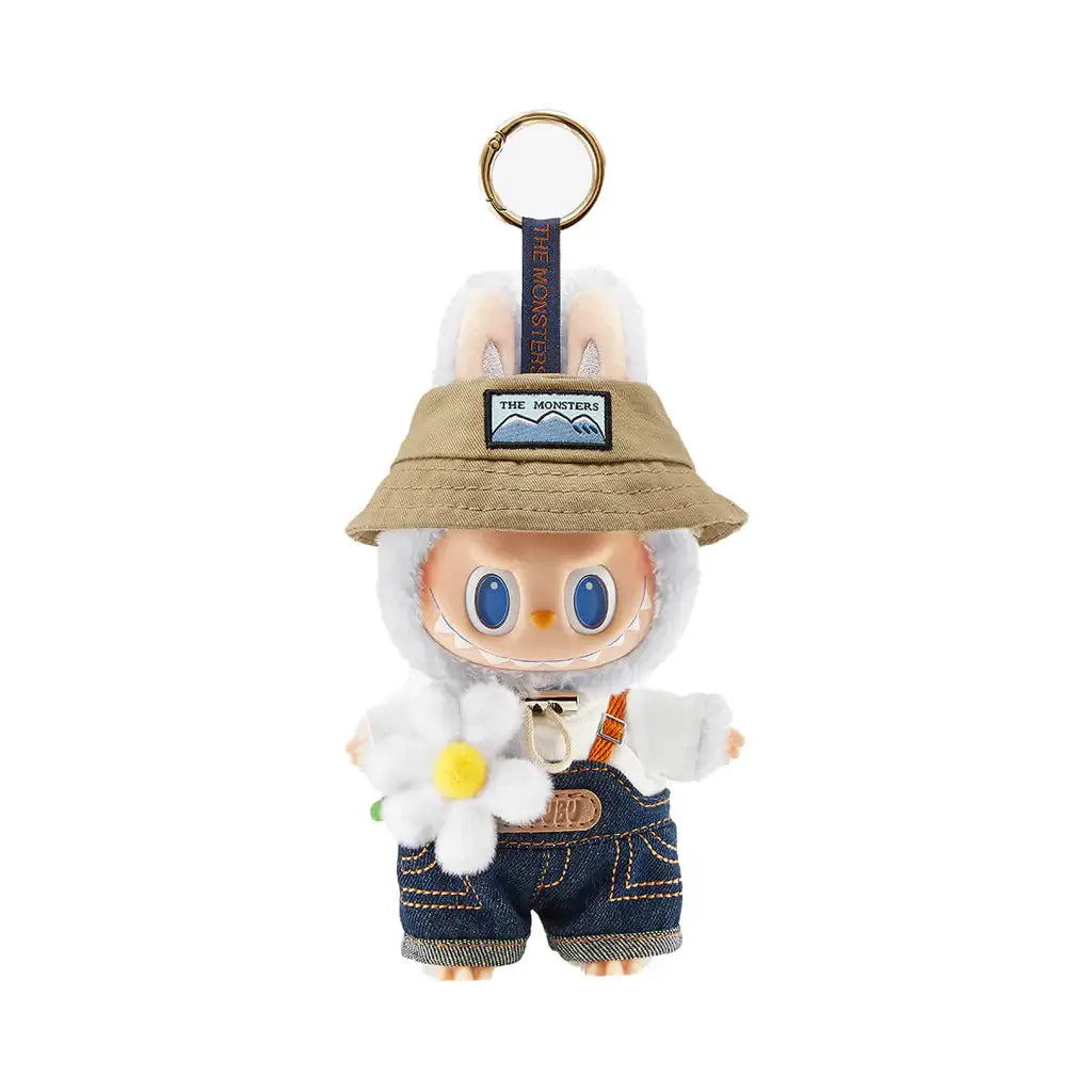 Limited Edition Labubu The Monsters Fall in Wild collectible doll with hat and flower.